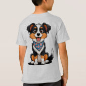 フローラ・バンダナで愛らしい漫画の子犬 Tシャツ (裏面)