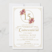 フローラ·バーグエレガントンディ&金ゴールド·キンセアニェラ 招待状 (正面)