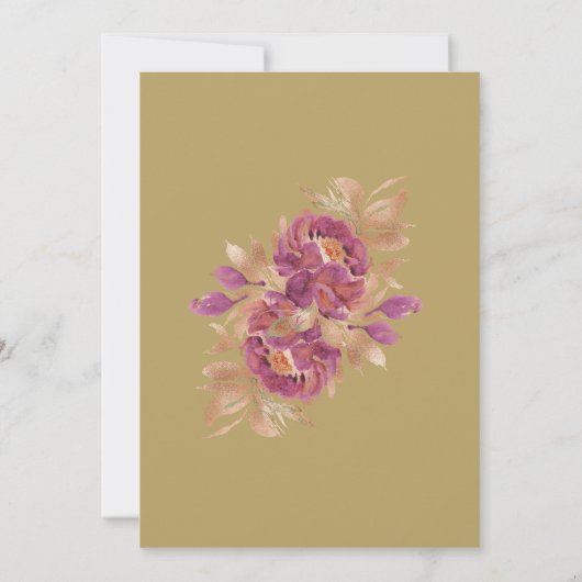 フローラ·バーグエレガントンディ&金ゴールド·キンセアニェラ 招待状 (裏面)