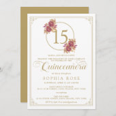 フローラ·バーグエレガントンディ&金ゴールド·キンセアニェラ 招待状 (正面/裏面)