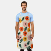 フローラ パターン（の模様が）ある エプロン (着用した状態)