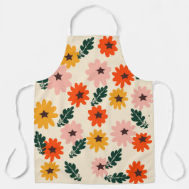 フローラ パターン（の模様が）ある エプロン