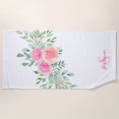 フローラ パーソナライズされた ビーチタオル (正面)