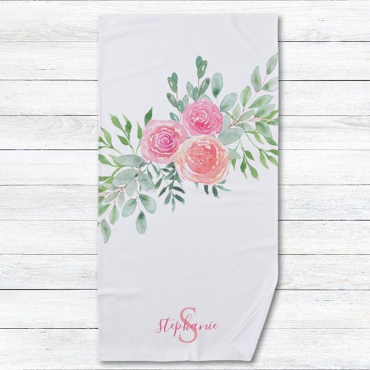 フローラ パーソナライズされた ビーチタオル