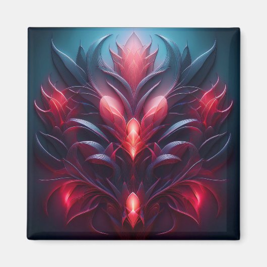 フローラ・ヒントを使用した赤と青の良好なフラクタル マグネット (正面)