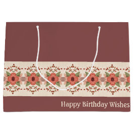 フローラ（ピンクと桃） ラージペーパーバッグ