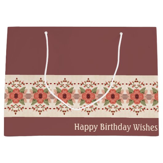 フローラ（ピンクと桃） ラージペーパーバッグ (正面)