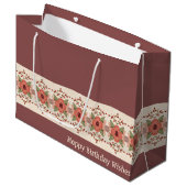 フローラ（ピンクと桃） ラージペーパーバッグ (正面アングル)