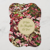 フローラ/ピンクと緑の色ありがとう 招待状 (正面/裏面)