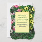 フローラ、ピンクと黄色の花/ハッピーバースデー (裏面)