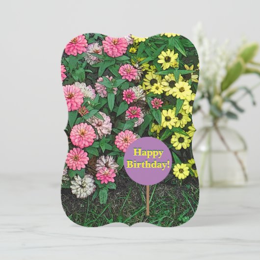 フローラ、ピンクと黄色の花/ハッピーバースデー (スタンド正面)