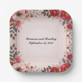 フローラ(ピンクウェディングシャワーバチェロレッテ) ペーパープレート