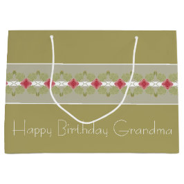 フローラ（ピンク色、灰色の緑） ラージペーパーバッグ