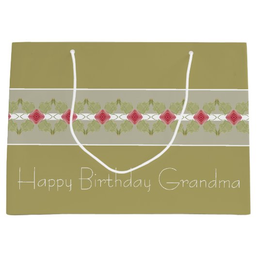 フローラ（ピンク色、灰色の緑） ラージペーパーバッグ (正面)