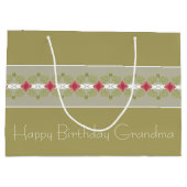 フローラ（ピンク色、灰色の緑） ラージペーパーバッグ (裏面)