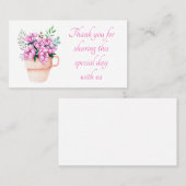 フローラ·ピンク·サンキュー·ユー·ウォーター結婚カラー·フラワーズ プレイスカード (正面/裏面)