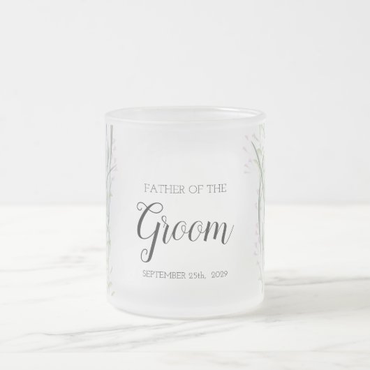フローラ・ピンク・デリ結婚ゲートの父、花婿マグ フロストグラスマグカップ (中央)