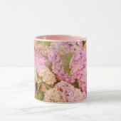 フローラ·ピンク·ハイドレンジア·モノグラム名スクリプト マグカップ (中央)
