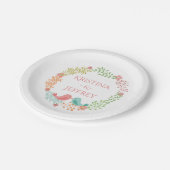フローラ·ピンク·ラヴバパーソナライズされたー結婚ズ ペーパープレート (アングル)