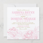 フローラ·ピ結婚ンク·金ゴールド 招待状 (正面)