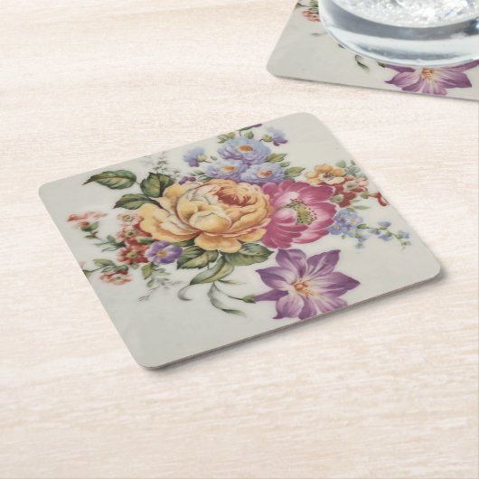 フローラ ファンシー スクエアペーパーコースター (アングル)