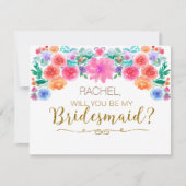 フローラ·フィエスタは私の花嫁の付き添いのカードになる 招待状 (正面)