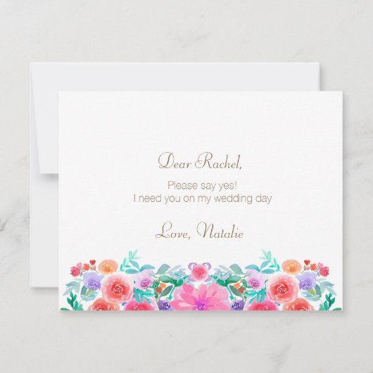 フローラ·フィエスタは私の花嫁の付き添いのカードになる 招待状 (裏面)