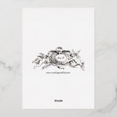 フローラ、フルーツ、バードバロックのロココフレーム結婚ズ 箔招待状 (裏面)