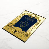 フローラ、フルーツ、バードバロックのロココフレーム結婚ズ 箔招待状 (回転した状態)