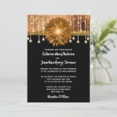 フローラ·ブラック·金ゴールド·カッパー·ウェエレガントディング·パーティー 招待状 (スタンド正面)