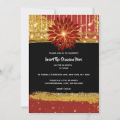 フローラ·ブラック·金ゴールド·レッド·バースデー·パーティ 招待状 (正面)