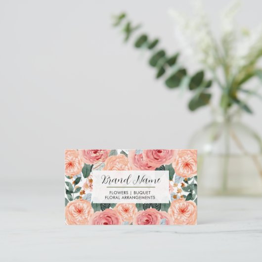 フローラ |プロフェッショナルフェミニンアイコンQRコード 名刺 (スタンド正面)