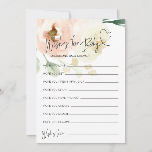 フローラ·ベイビー·シャワーがベビーゲームカードを希望 招待状 (正面)