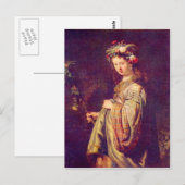 フローラ(ポートレート・オブ・サスキア・アズ・フローラ)バイ・レンブラント ポストカード (正面/裏面)