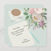 フローラ·モダンコーヒー·カップ·ラブ·パーソナル·メッセージ ノートカード (正面/裏面)