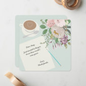 フローラ·モダンコーヒー·カップ·ラブ·パーソナル·メッセージ ノートカード (正面/裏面インサイチュ)