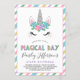 フローラ·ユニコーン·パステル·バースデー·パーティー 招待状