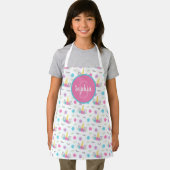 フローラ·ユニコーン·顔·ガール·モノグラム·キッド エプロン (インサイチュ)