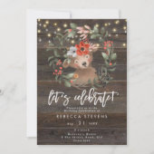 フローラ·ラスティック·ベア·レッツ·祝バースデー 招待状 (正面)