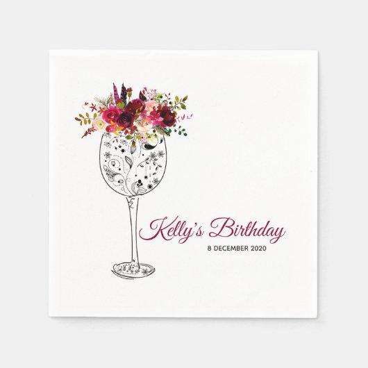 フローラ，ワイン，お洒落カクテル紙ナプキンス スタンダードカクテルナプキン (正面)