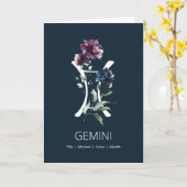 フローラ〔占星術の〕十二宮図スターサインジェミニ誕生日カード カード (黄色い花)