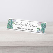 フローラ、名前、タイトルの植物多肉植物 デスクネームプレート (正面)