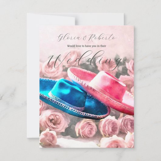 フローラ&彼女エレガントソンブレロス・メ結婚キシカン 招待状 (正面)