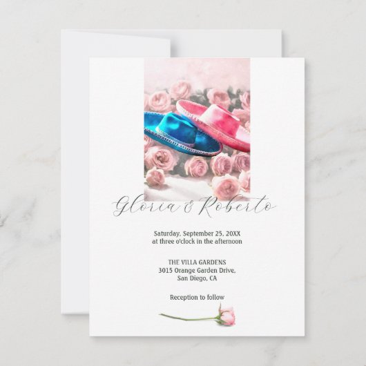 フローラ&彼女エレガントソンブレロス・メ結婚キシカン 招待状 (裏面)