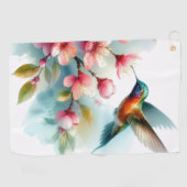 フローラ/春ハミングバードのアートワーク ゴルフタオル (横)