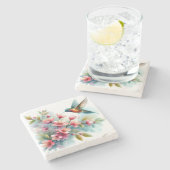 フローラ/春ハミングバードのアートワーク ストーンコースター (横)