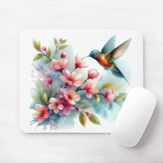 フローラ/春ハミングバードのアートワーク マウスパッド (マウス)