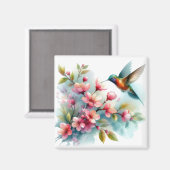 フローラ/春ハミングバードのアートワーク マグネット (正面/裏面)