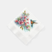 フローラ/春ハミングバードのアートワーク 縁ありカクテルナプキン (角)