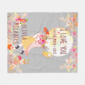 フローラ「月と背中に愛している」水彩 フリースブランケット (正面(横))